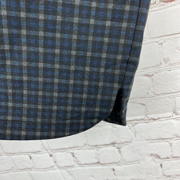 MAX STUDIO blue gray knit stretch unlined check classic pencil straight skirt XS - Picture 3 of 7